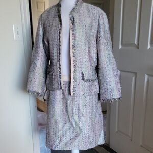 Women's Tweed Skirt Suit Multicolor